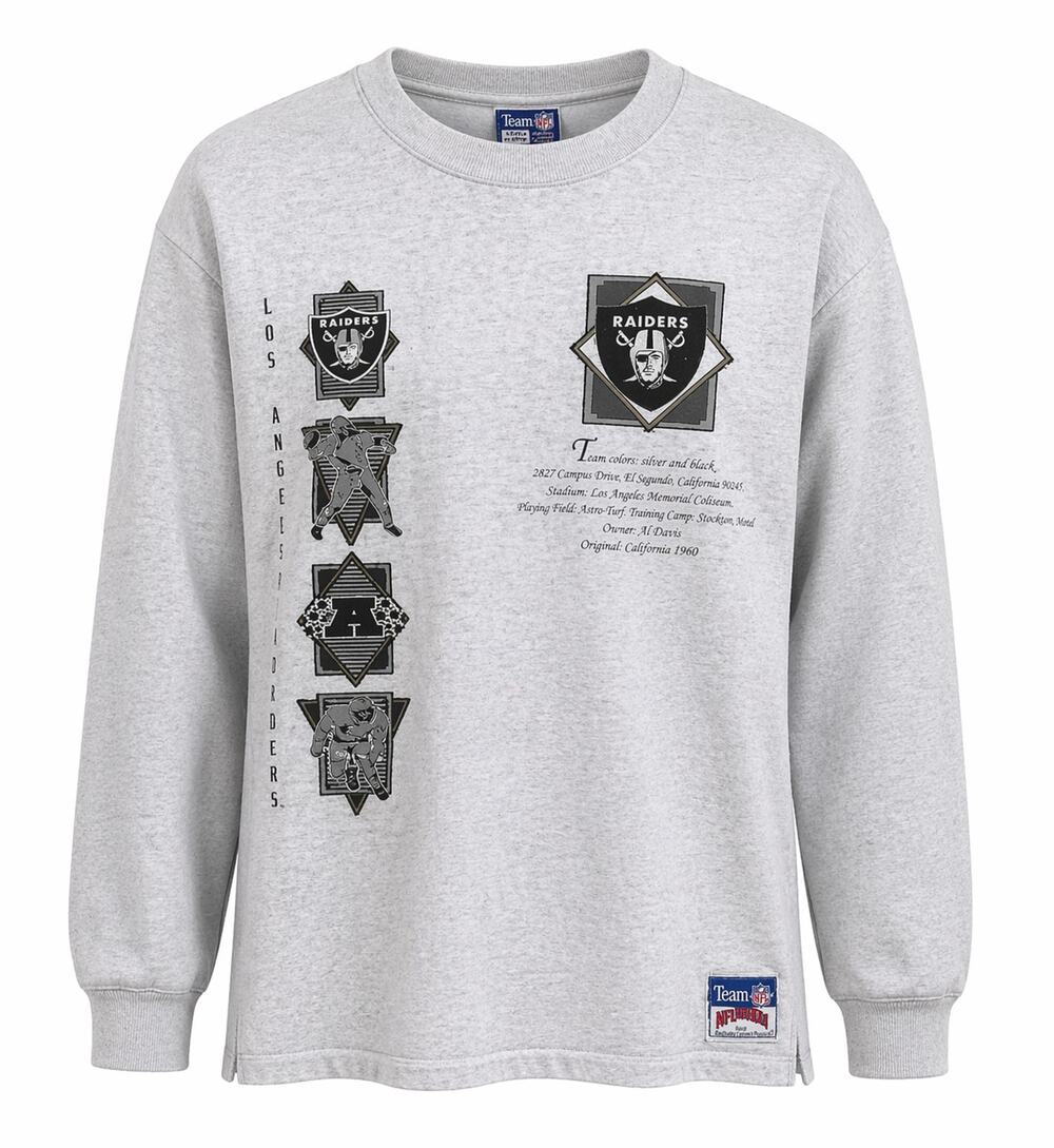 Vintage 80s Raiders Long Sleeve T Size Large Nutmeg Mills USA Made NFL